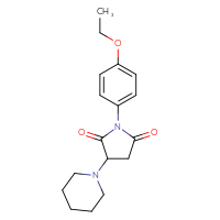Chemical structure of 1-(4-ethoxyphenyl)-3-(piperidin-1-yl)pyrrolidine-2,5-dione - CSSB00160004341