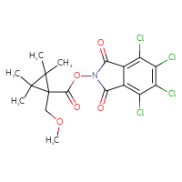 Chemical structure of 4,5,6,7-tetrachloro-1,3-dioxo-2,3-dihydro-1H-isoindol-2-yl 1-(methoxymethyl)-2,2,3,3-tetramethylcyclopropane-1-carboxylate - CSSB20270950029