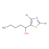 Chemical structure of 1-(2,4-dibromo-1,3-thiazol-5-yl)pentan-1-ol - CSSB21246425169