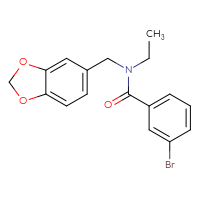 Chemical structure of N-[(2H-1,3-benzodioxol-5-yl)methyl]-3-bromo-N-ethylbenzamide - CSSB00105897699