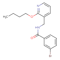 Chemical structure of 3-bromo-N-[(2-butoxypyridin-3-yl)methyl]benzamide - CSSB02122230089
