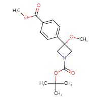 Chemical structure of tert-butyl 3-methoxy-3-[4-(methoxycarbonyl)phenyl]azetidine-1-carboxylate - CSSB21123234534