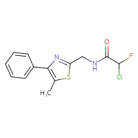 Chemical structure of 2-chloro-2-fluoro-N-[(5-methyl-4-phenyl-1,3-thiazol-2-yl)methyl]acetamide - CSSB21332054868