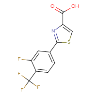 Chemical structure of 2-[3-fluoro-4-(trifluoromethyl)phenyl]-1,3-thiazole-4-carboxylic acid - CSSB00020612035