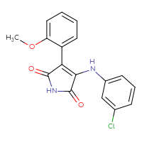 Chemical structure of 3-[(3-chlorophenyl)amino]-4-(2-methoxyphenyl)-2,5-dihydro-1H-pyrrole-2,5-dione - CSSB06446547555