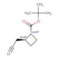 Chemical structure of rac-tert-butyl (1R,2S)-2-(cyanomethyl)cyclobutane-1-carboxylate - CSSB20453388998