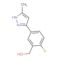 Chemical structure of [2-fluoro-5-(5-methyl-1H-pyrazol-3-yl)phenyl]methanol - CSSB02388952802