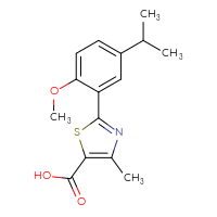 Chemical structure of 2-[2-methoxy-5-(propan-2-yl)phenyl]-4-methyl-1,3-thiazole-5-carboxylic acid - CSSB03592865324