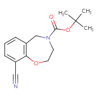 Chemical structure of tert-butyl 9-cyano-2,3,4,5-tetrahydro-1,4-benzoxazepine-4-carboxylate - CSSB00010410920