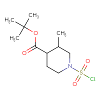 Chemical structure of tert-butyl 1-(chlorosulfonyl)-3-methylpiperidine-4-carboxylate - CSSB15004700947