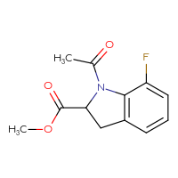 Chemical structure of methyl 1-acetyl-7-fluoro-2,3-dihydro-1H-indole-2-carboxylate - CSSB21432470790