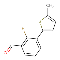 Chemical structure of 2-fluoro-3-(5-methylthiophen-2-yl)benzaldehyde - CSSB00015852851