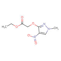 Chemical structure of ethyl 2-[(1-methyl-4-nitro-1H-pyrazol-3-yl)oxy]acetate - CSSB02140640631