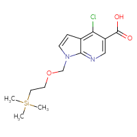 Chemical structure of 4-chloro-1-{[2-(trimethylsilyl)ethoxy]methyl}-1H-pyrrolo[2,3-b]pyridine-5-carboxylic acid - CSSB00121572989