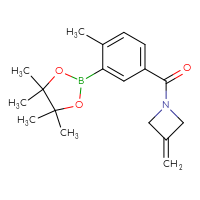 Chemical structure of 1-[4-methyl-3-(4,4,5,5-tetramethyl-1,3,2-dioxaborolan-2-yl)benzoyl]-3-methylideneazetidine - CSSB00166114489