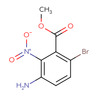 Chemical structure of methyl 3-amino-6-bromo-2-nitrobenzoate - CSSB00020762869