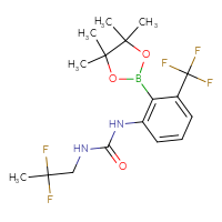 Chemical structure of 3-(2,2-difluoropropyl)-1-[2-(4,4,5,5-tetramethyl-1,3,2-dioxaborolan-2-yl)-3-(trifluoromethyl)phenyl]urea - CSSB21332115820