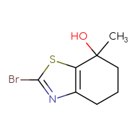Chemical structure of 2-bromo-7-methyl-4,5,6,7-tetrahydro-1,3-benzothiazol-7-ol - CSSB20845433918