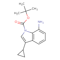 Chemical structure of tert-butyl 7-amino-3-cyclopropyl-1H-indole-1-carboxylate - CSSB02125398743