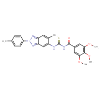 Chemical structure of 3-[6-methyl-2-(4-methylphenyl)-2H-1,2,3-benzotriazol-5-yl]-1-(3,4,5-trimethoxybenzoyl)thiourea - CSSB00121706449