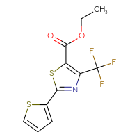 Chemical structure of ethyl 2-(thiophen-2-yl)-4-(trifluoromethyl)-1,3-thiazole-5-carboxylate - CSSB00002305788