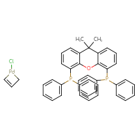 Chemical structure of 1-chloro-1-palladacyclobut-2-ene; [5-(diphenylphosphanyl)-9,9-dimethyl-9H-xanthen-4-yl]diphenylphosphane - CSSB20621784180