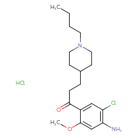 Chemical structure of 1-(4-amino-5-chloro-2-methoxyphenyl)-3-(1-butylpiperidin-4-yl)propan-1-one hydrochloride - CSSB00102576938