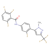 Chemical structure of 2,3,6-trifluoro-N-{3-fluoro-4-[1-methyl-3-(trifluoromethyl)-1H-pyrazol-5-yl]phenyl}benzamide - CSSB21493655293