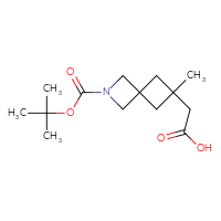 Chemical structure of 2-{2-[(tert-butoxy)carbonyl]-6-methyl-2-azaspiro[3.3]heptan-6-yl}acetic acid - CSSB20563220553