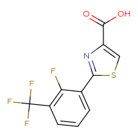 Chemical structure of 2-[2-fluoro-3-(trifluoromethyl)phenyl]-1,3-thiazole-4-carboxylic acid - CSSB00008461421