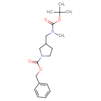 Chemical structure of benzyl 3-({[(tert-butoxy)carbonyl](methyl)amino}methyl)pyrrolidine-1-carboxylate - CSSB00000064914