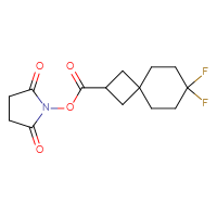 Chemical structure of 2,5-dioxopyrrolidin-1-yl 7,7-difluorospiro[3.5]nonane-2-carboxylate - CSSB20269569514