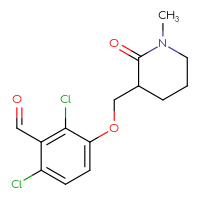 Chemical structure of 2,6-dichloro-3-[(1-methyl-2-oxopiperidin-3-yl)methoxy]benzaldehyde - CSSB03601588215