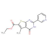 Chemical structure of ethyl 5-methyl-4-oxo-2-(pyridin-3-yl)-3H,4H-thieno[2,3-d]pyrimidine-6-carboxylate - CSSB00026440605