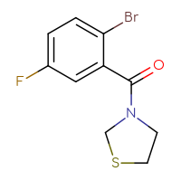 Chemical structure of 3-(2-bromo-5-fluorobenzoyl)-1,3-thiazolidine - CSSB01004822031
