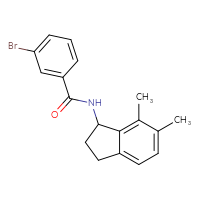 Chemical structure of 3-bromo-N-(6,7-dimethyl-2,3-dihydro-1H-inden-1-yl)benzamide - CSSB15350360465