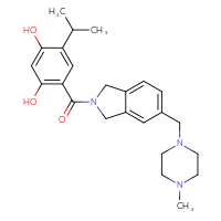 Chemical structure of 4-{5-[(4-methylpiperazin-1-yl)methyl]-2,3-dihydro-1H-isoindole-2-carbonyl}-6-(propan-2-yl)benzene-1,3-diol - CSSB00020668415