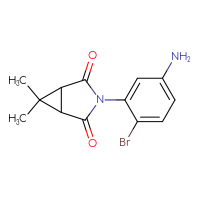 Chemical structure of 3-(5-amino-2-bromophenyl)-6,6-dimethyl-3-azabicyclo[3.1.0]hexane-2,4-dione - CSSB00004044555