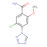 Chemical structure of 5-chloro-2-methoxy-4-(1H-1,2,3,4-tetrazol-1-yl)benzamide - CSSB01998152269