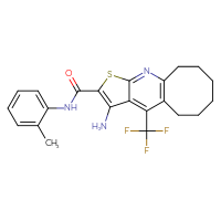 Chemical structure of 6-amino-N-(2-methylphenyl)-8-(trifluoromethyl)-4-thia-2-azatricyclo[7.6.0.0³,⁷]pentadeca-1(9),2,5,7-tetraene-5-carboxamide - CSSB00102540975