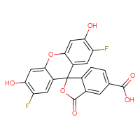 Chemical structure of 2',7'-difluoro-3',6'-dihydroxy-3-oxo-3H-spiro[2-benzofuran-1,9'-xanthene]-5-carboxylic acid - CSSB06446548275
