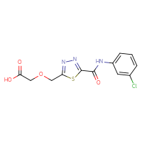 Chemical structure of 2-({5-[(3-chlorophenyl)carbamoyl]-1,3,4-thiadiazol-2-yl}methoxy)acetic acid - CSSB00020596360
