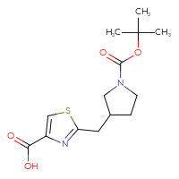 Chemical structure of 2-({1-[(tert-butoxy)carbonyl]pyrrolidin-3-yl}methyl)-1,3-thiazole-4-carboxylic acid - CSSB00132302247