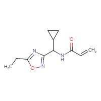Chemical structure of N-[cyclopropyl(5-ethyl-1,2,4-oxadiazol-3-yl)methyl]prop-2-enamide - CSSB21332077728