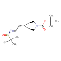 Chemical structure of tert-butyl (1R,5S,6R)-6-(2-{[(R)-2-methylpropane-2-sulfinyl]imino}ethyl)-3-azabicyclo[3.1.0]hexane-3-carboxylate - CSSB21331808895