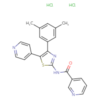 Chemical structure of N-[4-(3,5-dimethylphenyl)-5-(pyridin-4-yl)-1,3-thiazol-2-yl]pyridine-3-carboxamide dihydrochloride - CSSB14823689041