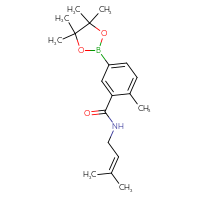 Chemical structure of 2-methyl-N-(3-methylbut-2-en-1-yl)-5-(4,4,5,5-tetramethyl-1,3,2-dioxaborolan-2-yl)benzamide - CSSB02526778991