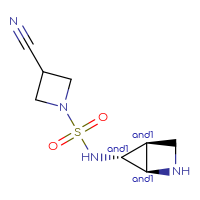 Chemical structure of rac-N-[(1R,4S,5R)-2-azabicyclo[2.1.0]pentan-5-yl]-3-cyanoazetidine-1-sulfonamide - CSMB14825665385