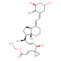 Chemical structure of ethyl (2E)-3-{1-[(1R,2E,4R)-4-[(1R,3aS,4E,7aR)-4-{2-[(1Z,3S,5R)-3,5-dihydroxy-2-methylidenecyclohexylidene]ethylidene}-7a-methyl-octahydro-1H-inden-1-yl]-1-hydroxypent-2-en-1-yl]cyclopropyl}prop-2-enoate - CSSB02495325944
