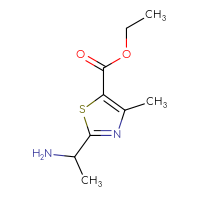 Chemical structure of ethyl 2-(1-aminoethyl)-4-methyl-1,3-thiazole-5-carboxylate - CSSB00000686758